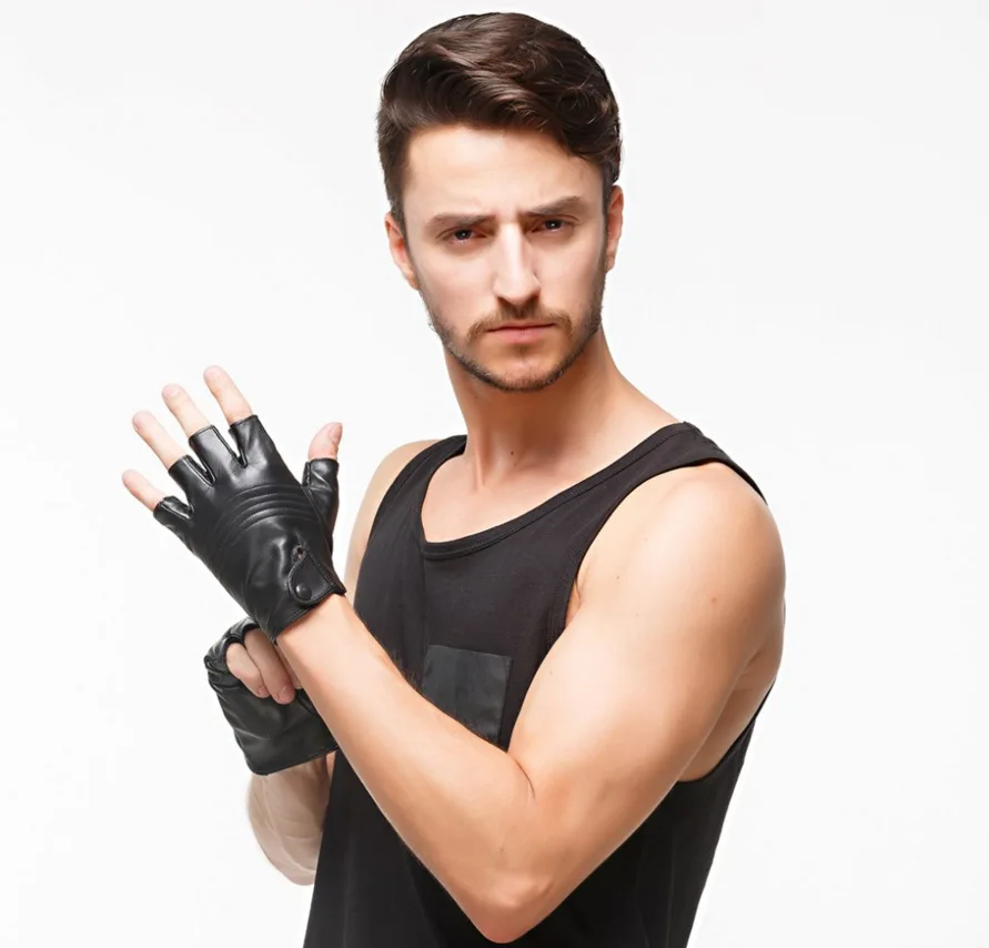 Мужские перчатки для вождения из натуральной кожи