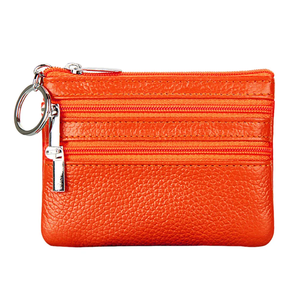 Xini женские кожаные сумки walletsSmall мелкие деньги карманные кошельки Брелок чехол Mini Poch Zipper Carteira Feminina# es5 - Цвет: Оранжевый
