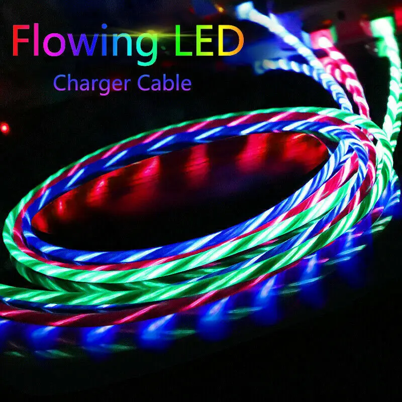 LED Light Up Flowing Flashing Visible USB C Type C Charger Cable Summit 2 Charger All Lights Flashing