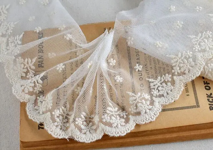 Lace Fabric 2 Meters 9cm Width Beige Clothing Material DIY Craft Wedding Embroidery Lace Trim