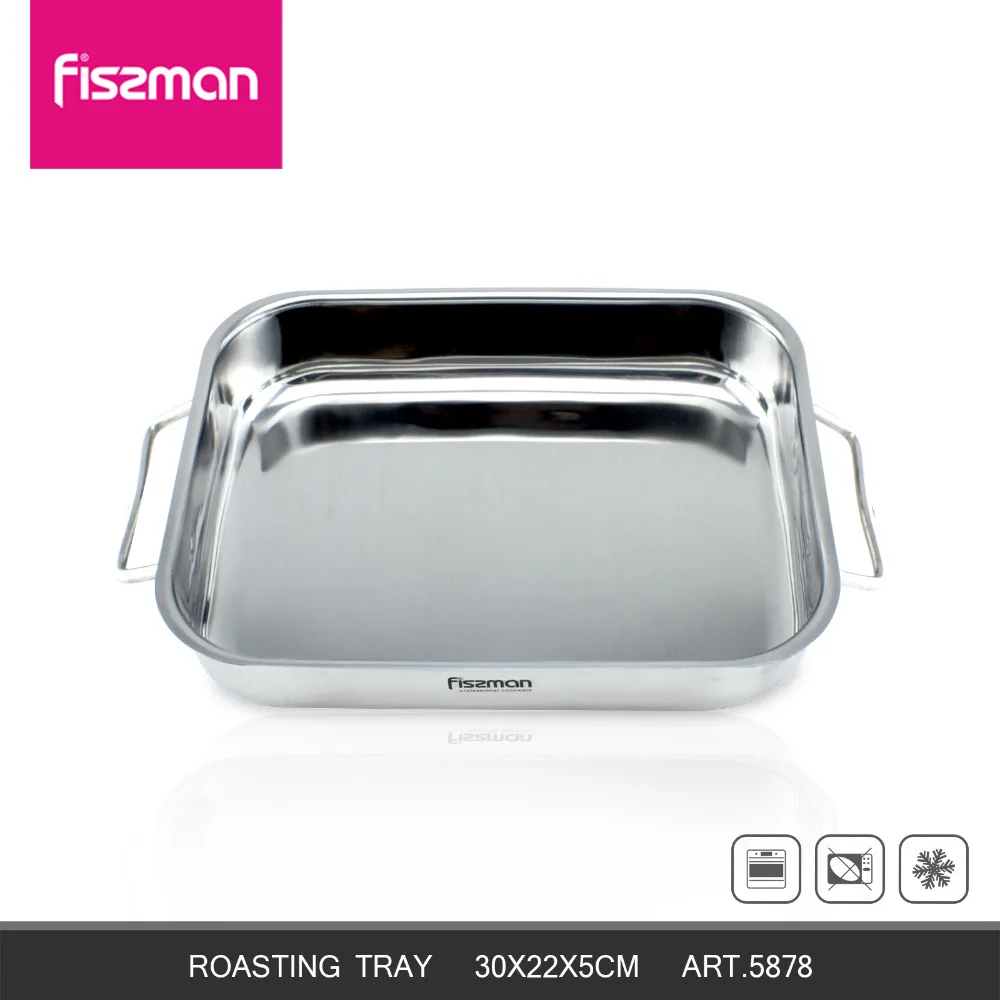 

Fissman 30*22*5cm 18/0 Stainless Steel Square Baking Pan Tray Polish Material High Quality Utensilios Cookie Roasting Tray