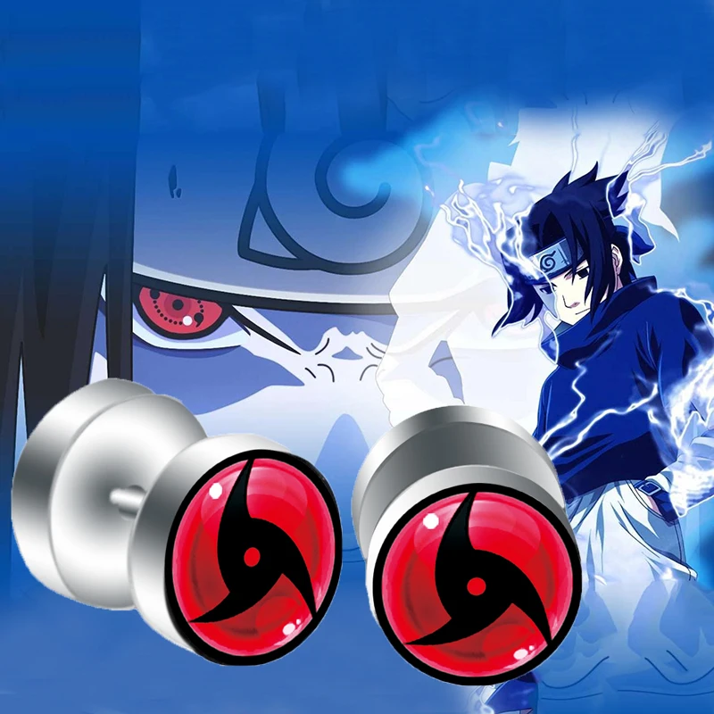 2pcs/Lot 1.0MM/18G Anime Sharingan Eyes Logo Fake Ear Plugs Stud Earrings And Flesh Tunnels Piercing Jewelry 2405 | Украшения и