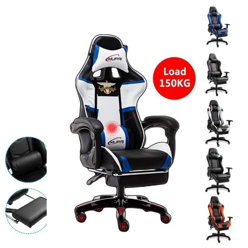  EU Massage Reclining Racing Chair Comfortable Computer Office Chair 360 Degree Revolving Gaming Rec