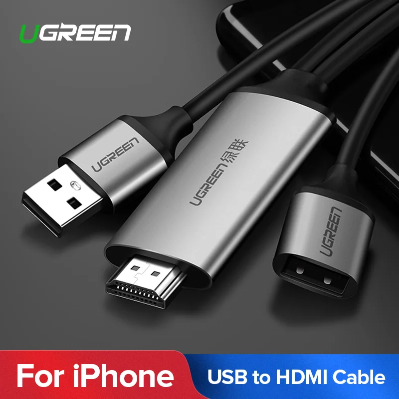 Ugreen HDMI кабель для iPhone 8X7 6s Plus iPad tv Android телефоны к HDMI адаптер Full HD 1080 P USB HDMI конвертер Кабель HDMI