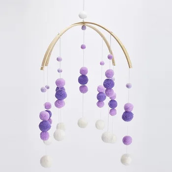 

Baby Crib Holder Rattles Wool Ball Pendant Decor Photography Props Gifts Wind Chimes Bell Baby Toys for Bed Tent 38*60cm