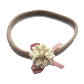 

10pcs Newborn Girls Nylon Flower Headband Rhinestone Hair Bows Elastic Hairband for Kids Children bebe Headwear Hair Accessories