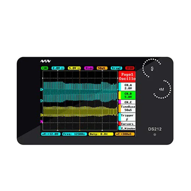 Best Price DS212 Mini Pocket Size LCD Digital Portable Storage Oscilloscope Nano Handheld Bandwidth 1MHz Sampling Rate 10MSa/s Thumb Wheel