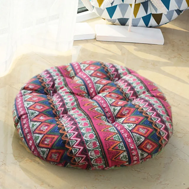 AAG Bohemia Round Seat Cushion Thick Cotton Linen lumbar support Tatami