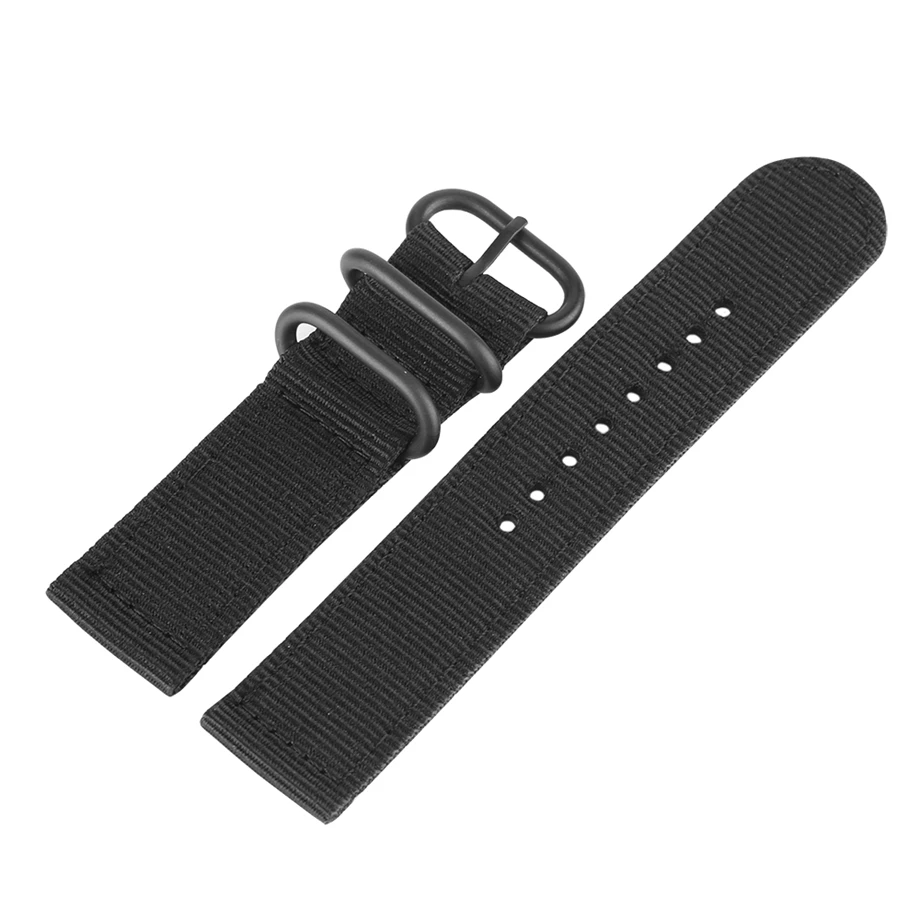 Hot Sale 20mm/22mm Black Canvas Fabric Wrist Watch Band Pin Buckle