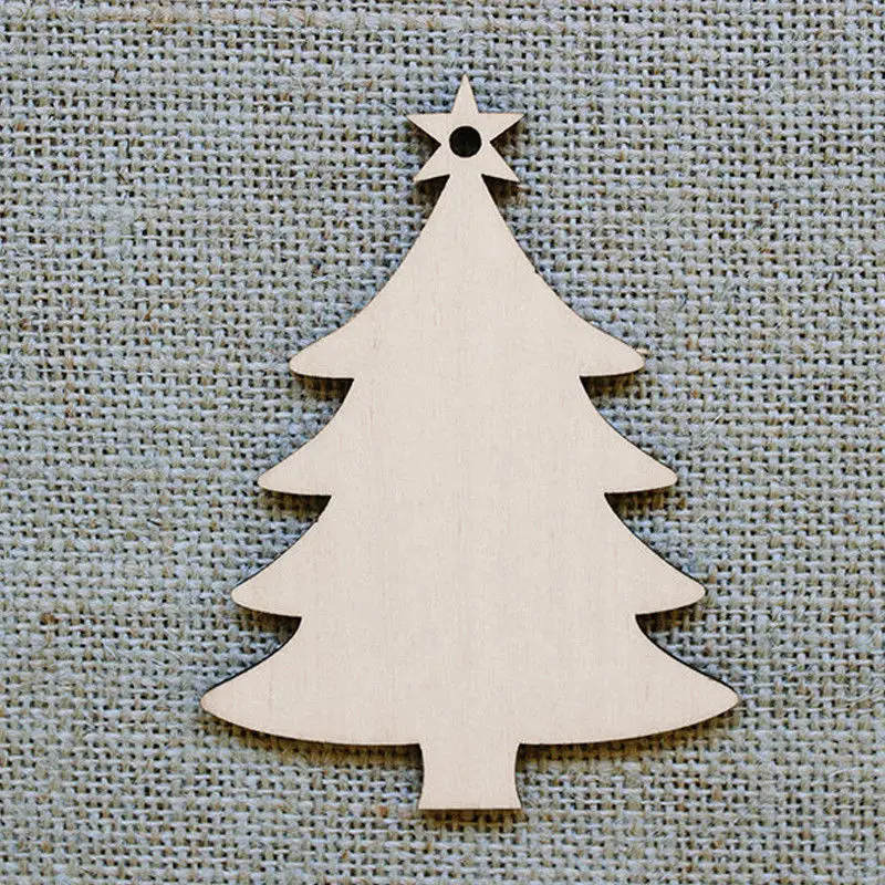 10pcs/Lot Carved Wood Snowflake Christmas Tree Hanging Ornament Tag Xmas Christmas Party Room DIY Craft Decor