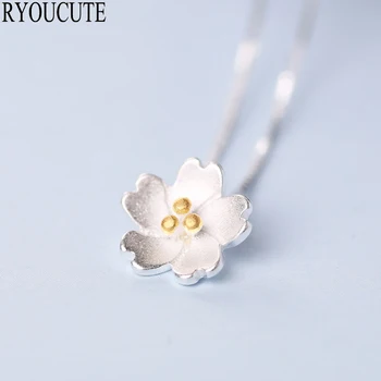 

New Arrivals 925 Sterling Silver Cheery Flower Necklaces Pendants for Women Wedding Jewelry