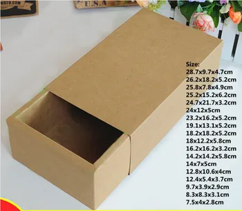 

25 sizes Brown packaging drawer box for gift, kraft paper shoes clothes jewelry sliding gift boxes carton folding storage box