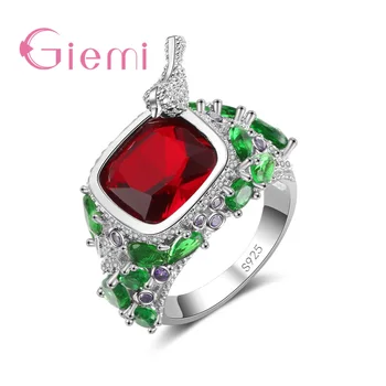 

100% Unique 925 Sterling Silver Bird Shape Design Finger Rings Bright Clear Crystal Cubic Zircon Jewelry For Women Female
