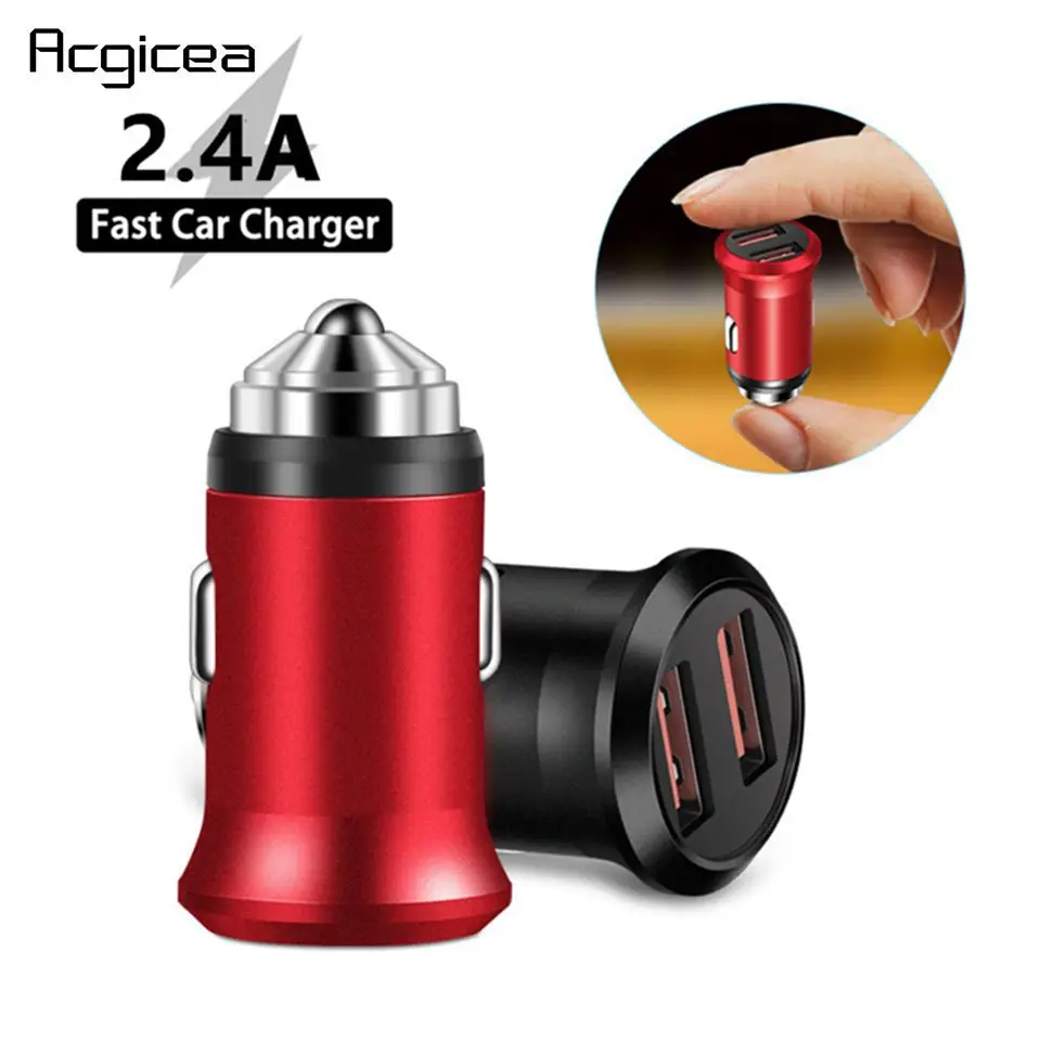 

2.4A Dual USB Car Charger Mobile Phone Chargers Car-Charger For iphone Samsung Huawei Xiaomi Tablet Smart Charging Quick Charge