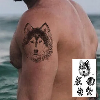

1PC NEW 24models big Body Art Arm sleeves leg Temporary Tattoo Sticker Wolf paw symbol Fake cool men Black tatuagem Multi-styles