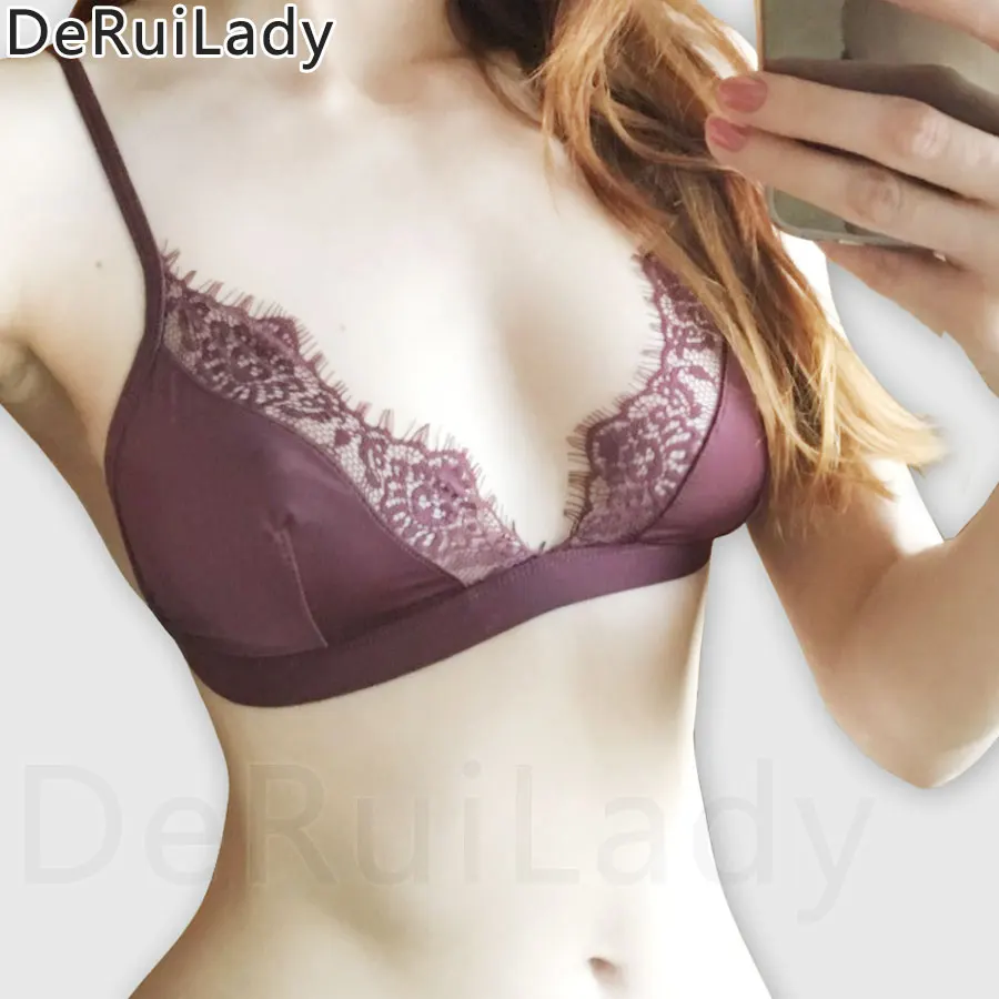 

DeRuiLaDy Fashion Sexy Bras Exquisite Nylon Push Up Women Lingerie Comfortable Lace Bralette Ultra Thin One Seamless Bra