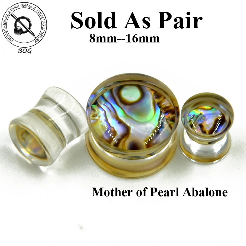 

1 Pair Ear Gauge Mother of Pearl Abalone Ear Lobe Piercing Double Flare Acrylic Ear Tunnel Plugs Expander Taper Body Jewelry