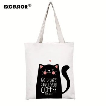 

EXCELSIOR Cartoon Cats Print Women's Bag Customize Canvas Shoulder Bags Bolsa Feminina sac a main femme de marque Bolsos