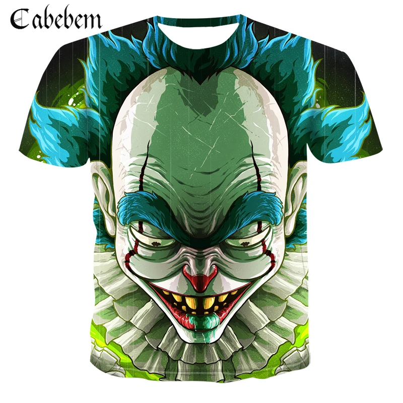 

2019 summer new men T-shirts anime cartoon clown 3D T shirts funny hip-hop Tee shirts short-sleeved Tees casual shirts Tops