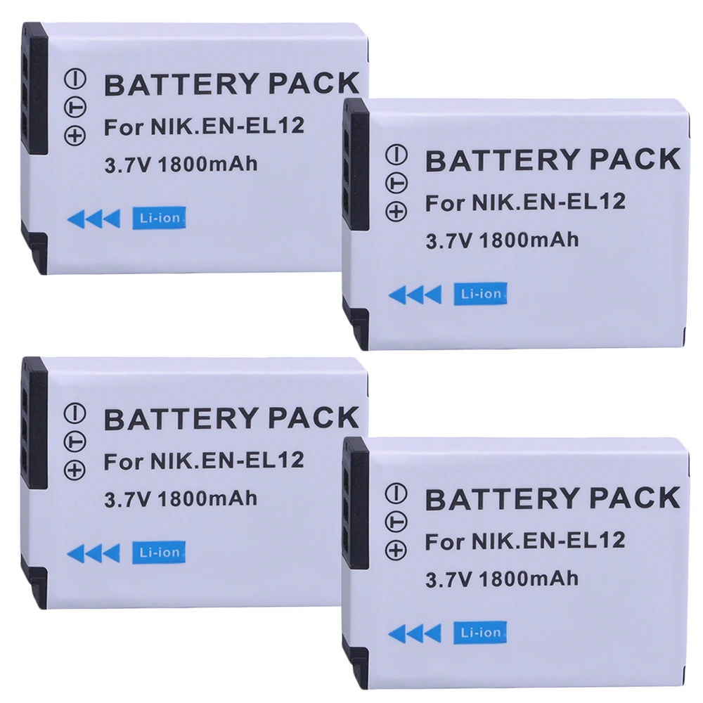 Батарея для камеры Batmax 4 шт. EN EL12 + ЖК Зарядное устройство USB Nikon Coolpix S9700 S9500 S9400 S9300