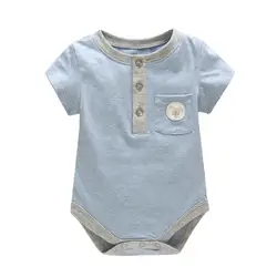 Живописные детские комбинезоны для младенцев, повседневный и удобный комбинезон из чистого хлопка синего и серого цветов, одежда с