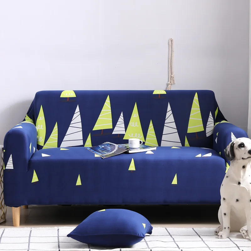 Универсальный 1/2/3/4-seater чехлы для диванов большой эластичность диванные покрывала с персонажами из мультфильмов-сиденье стрейч мебель гибких чехлов домашней печати - Цвет: BLN-sen lin zhi guan