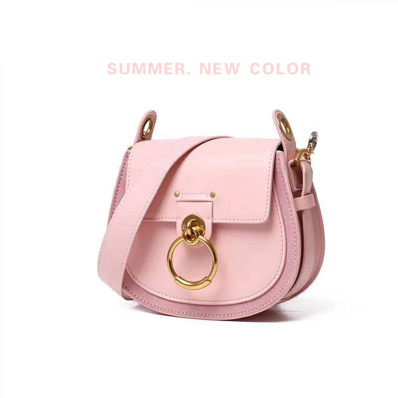 women leather shoulder bag Women bag Genuine leather luxury brand design messenger bag women - Цвет: PINK