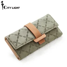 Женский модный кошелек на застежке с тремя складками, портативный многофункциональный Длинный кошелек для мелочи, женский клатч на молнии для девушек, сумка для телефона