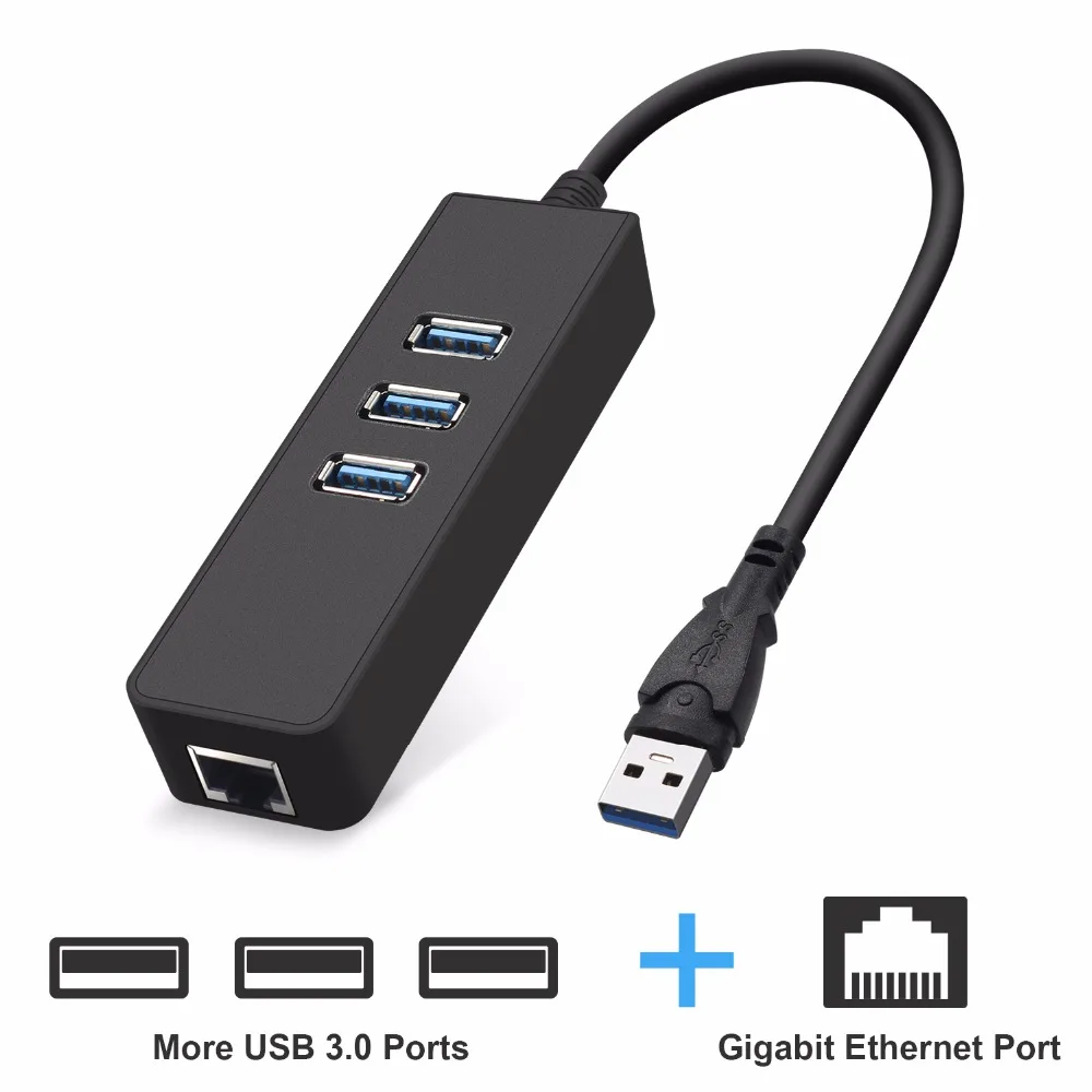 

USB 3.0 HUB USB Rj45 Ethernet Adapter 3 Ports USB3.0 Gigabit Ethernet Lan 10/100/1000Mbps Network Card For Macbook Laptop