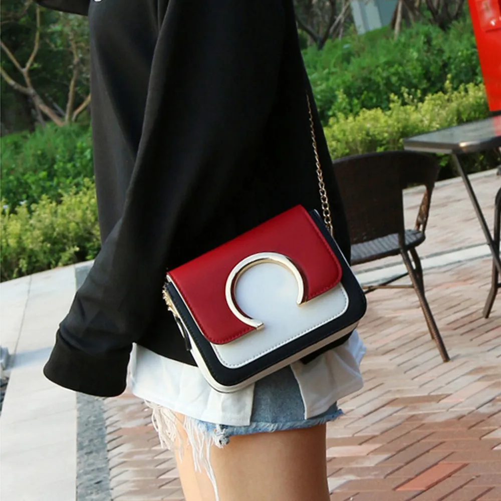 

OCARDIAN Bag Women's Fashion Patchwork Leather Crossbody bag Flap Shoulder Bags Ring Decoration Patchwork Handbags dropship a4