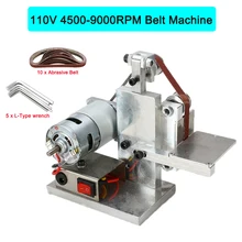 110-240V DIY Электрический ленточный Полировочная, шлифовальная машинка шлифовальный крепление машина края точилка для карандашей деревянные Металлическая Угловая шлифовальная машина с бесплатной 10 xabrasive ремень