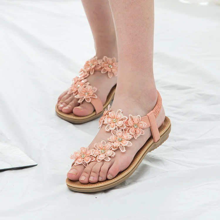 

beach shoes sandals flower all match schoenen soulier femme tip binding new arrival wedges Solid Color clip toe korean style