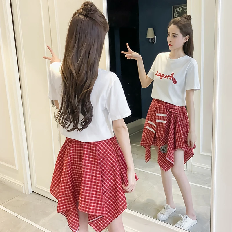 الكورية 2018 الصيف المرأة الصلبة إلكتروني تي شيرت المحاصيل أعلى غير النظامية الترفيه شعرية حزام تنورة فضفاضة دعوى 2 قطعة مجموعة النساء j218 الكورية 2018 الصيف المرأة الصلبة إلكتروني تي شيرت المحاصيل أعلى غير النظامية الترفيه شعرية حزام تنورة فضفاضة دعوى 2 قطعة مجموعة النساء j218