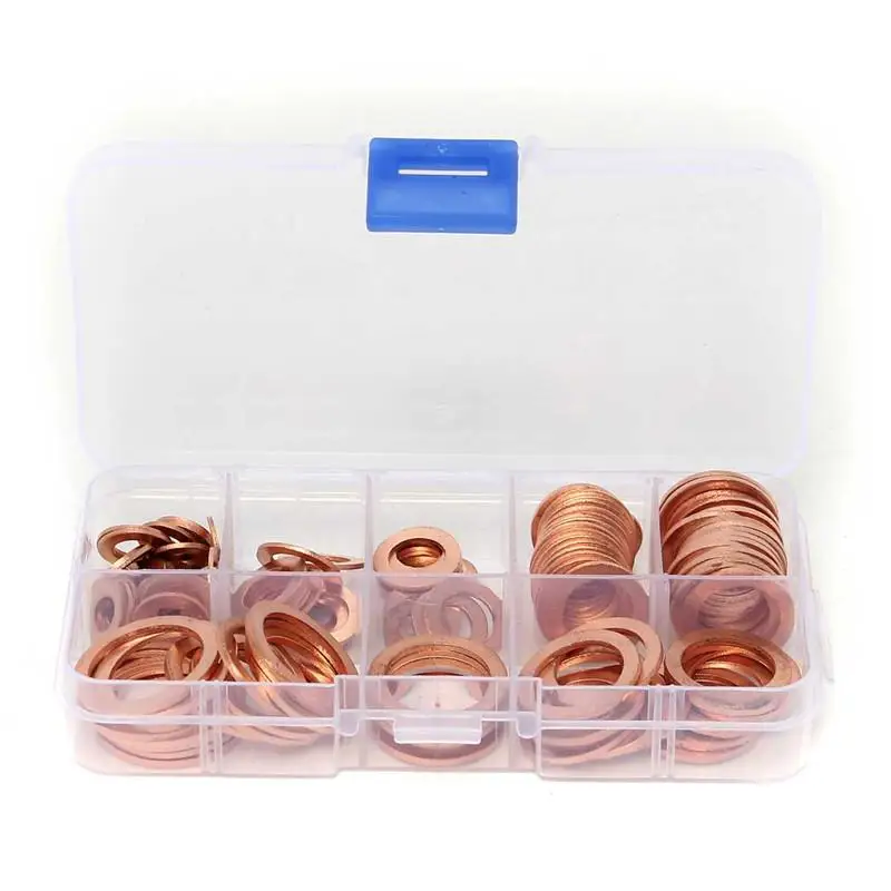 Prix pour 120 pcs Assorties Solide Cuivre Garage Moteur Rondelle Kit Bouchon de Vidange Ensemble W/Boîte Professionnel Matériel Accessoires Prix pour 120 pcs Assorties Solide Cuivre Garage Moteur Rondelle Kit Bouchon de Vidange Ensemble W/Boîte Professionnel Matériel Accessoires