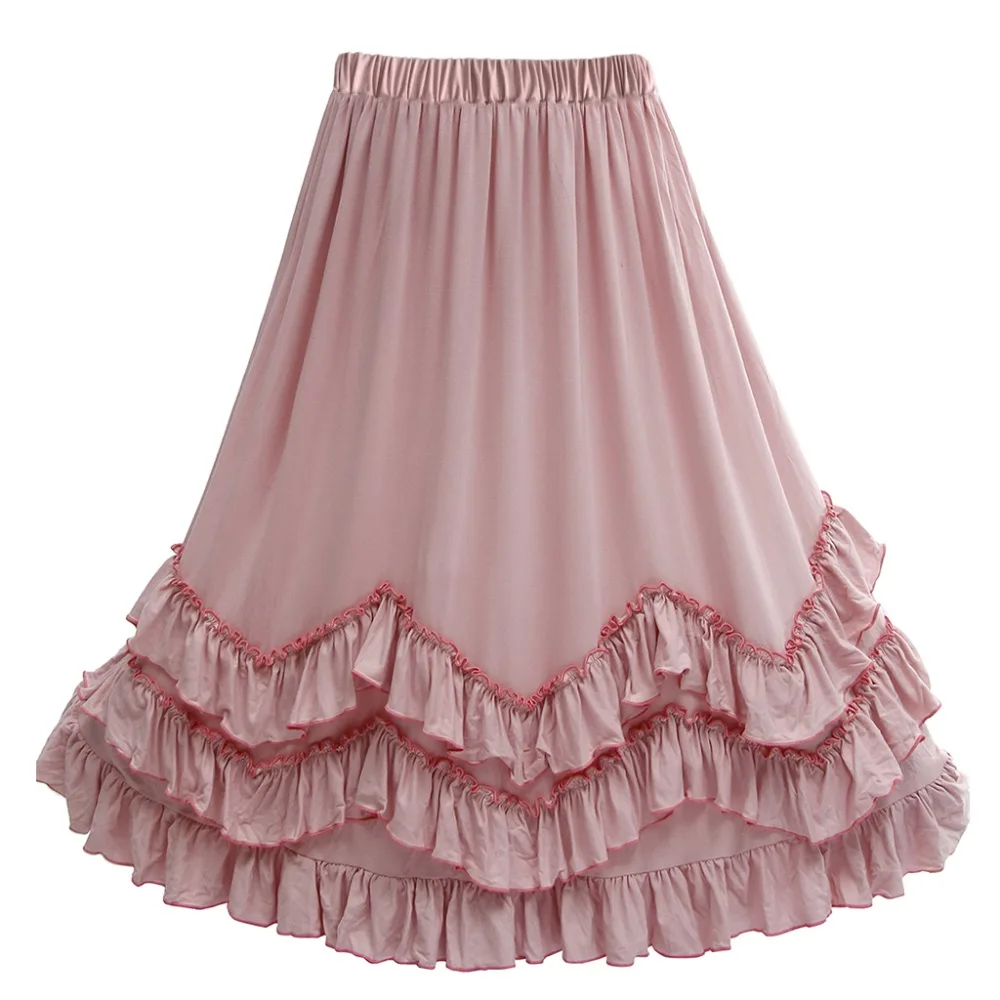 

Sweet Kids Girls Ruffles Maxi Skirts Children Pink Cotton Summer Fashion Holiday Birthday Skirt