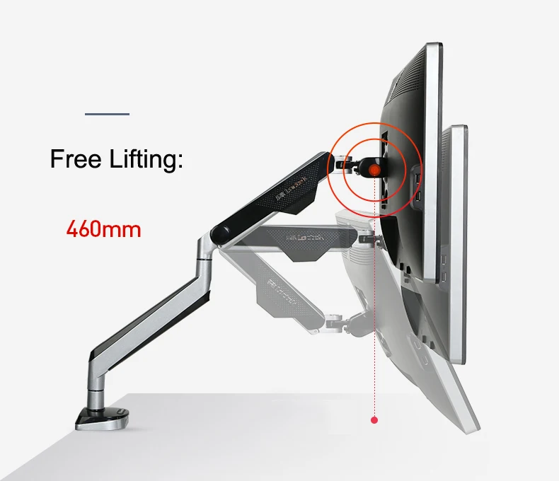 New Loctek D8A Aluminum Gas Spring Full Motion