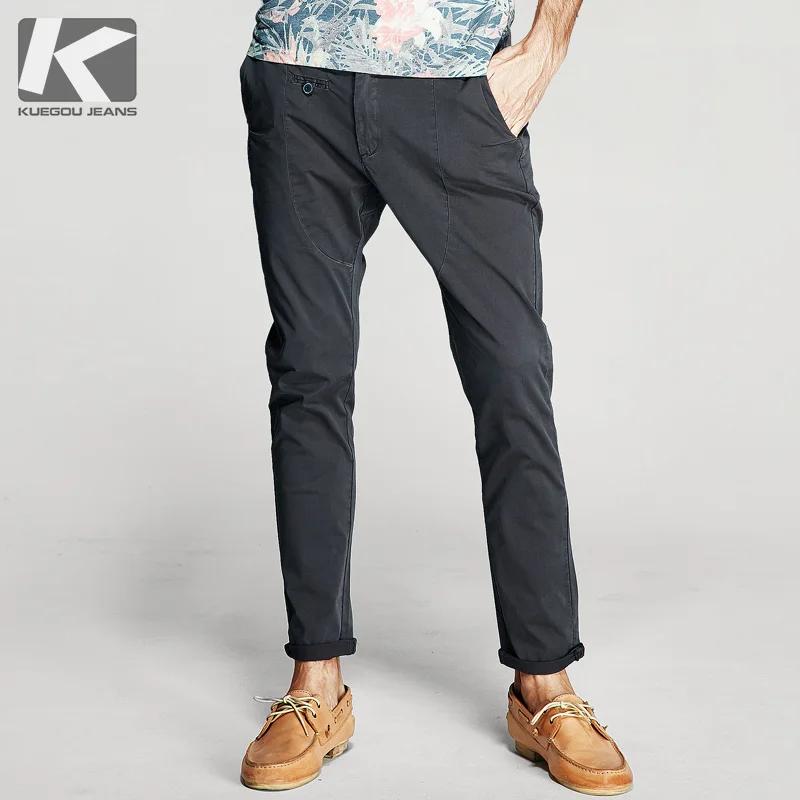 Buy KUEGOU New Spring Mens Fashion Pants Spliced
