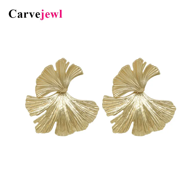 

Carvejewl stud earrings bigger ginkgo leaf stud earrings for women jewelry girl gift 2019 spring style simple personality hot