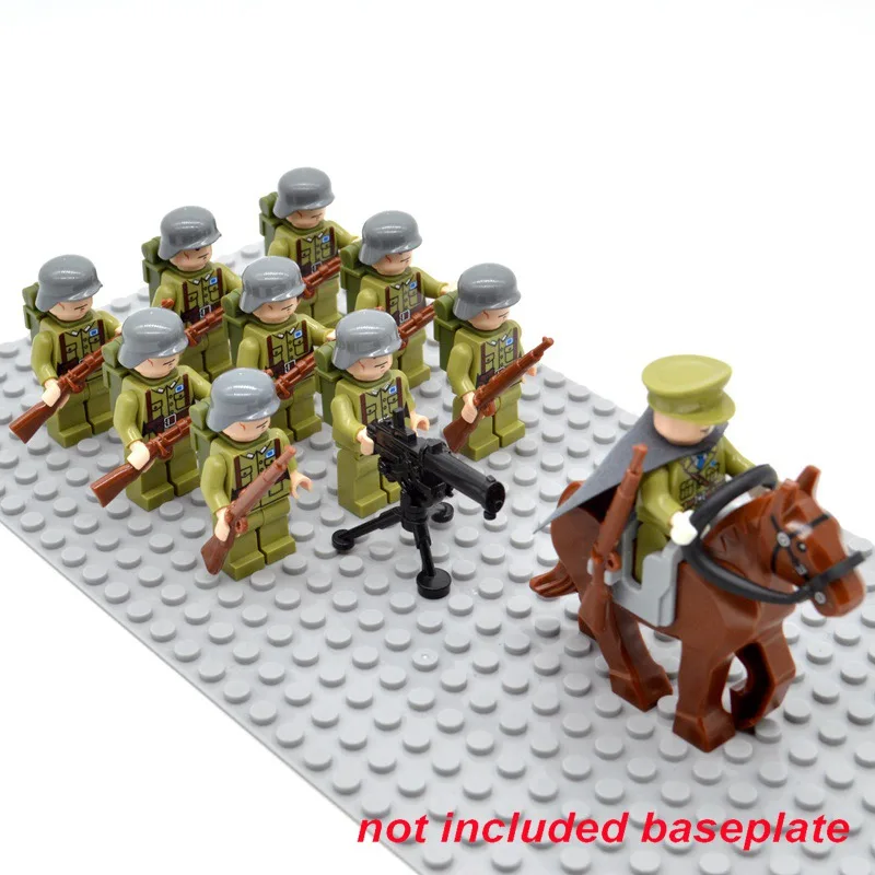 Bricks WW2 army Soldiers Troop Military German Russia US UK Soviet Union Italy France Japan block Building Toys