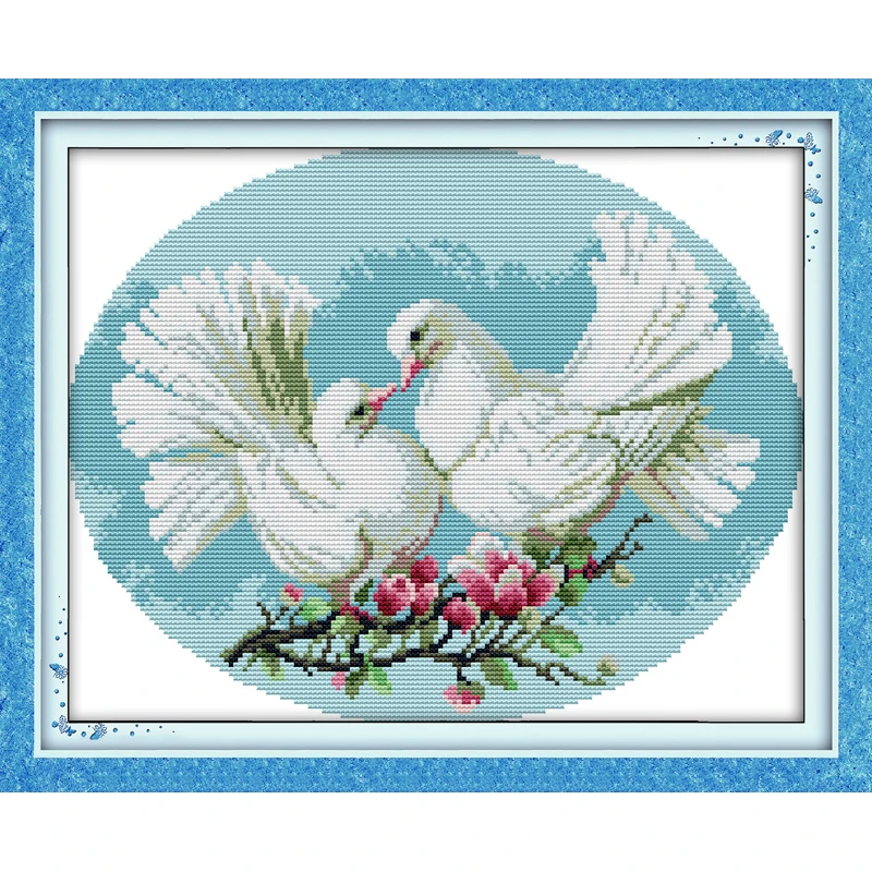 

Everlasting love Pigeon lover Chinese cross stitch kits Ecological cotton stamped printed 11CT DIY new year decorations for home