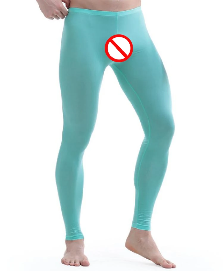 fleece long johns New Men's Brand Sexy Nylon Transparent Long Johns Homme Lce Silk Sheer Leggings Bottoms Gay Spandex Lounge Tights Underwear merino wool long johns