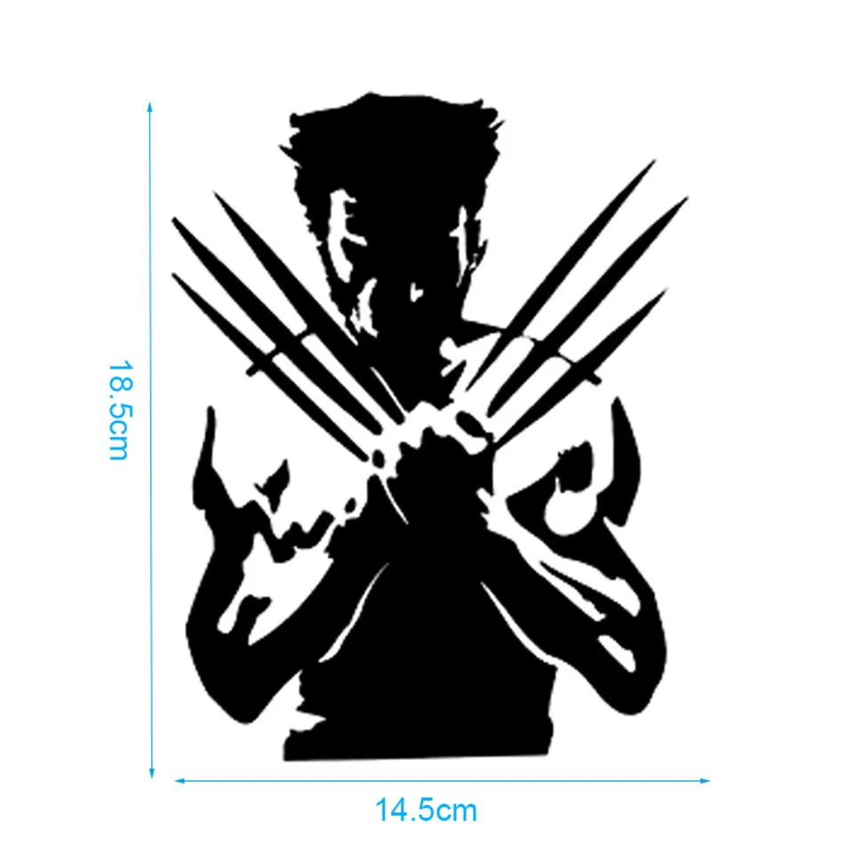 14.5cm18.5cm Wolverine Wolf Cartoon Car Styling Vinyl Car Sticker BlackSilver (6)