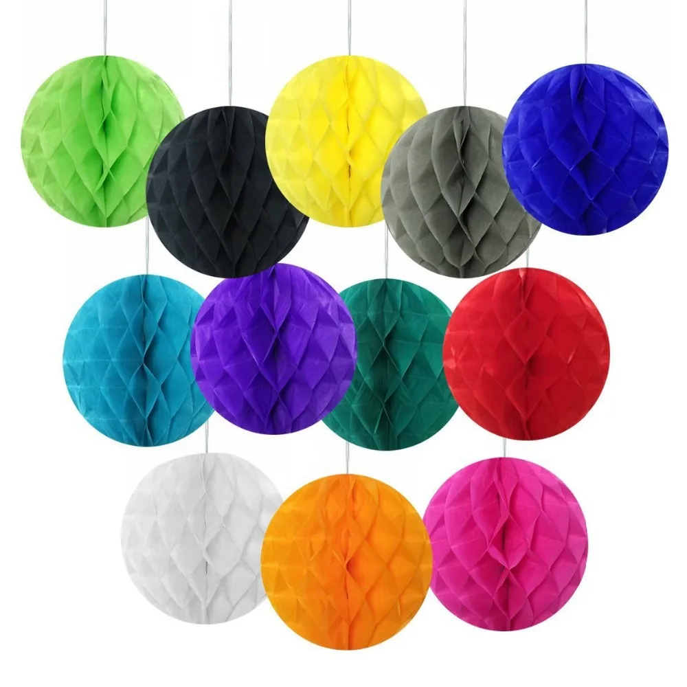 

100pcs 6"(15cm) Colorful Tissue Paper Honeycomb Balls Flowers Lantern-Hanging Shower Wedding Birthday Party Nursery Decorations