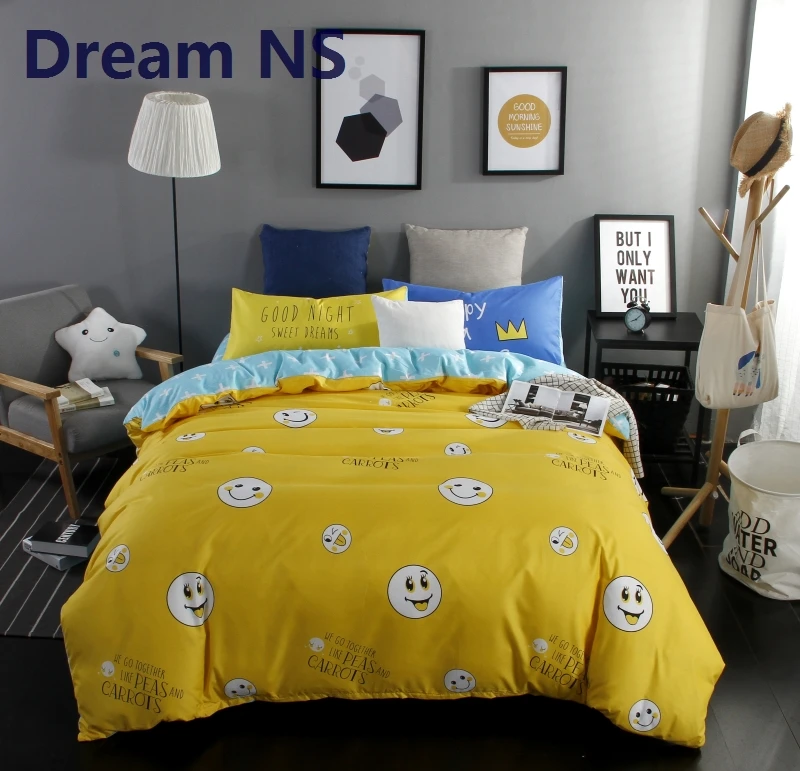 Dream Ns Cute Smile Blanket Covers Set Bright Yellow Blue Duvet Mg 4358