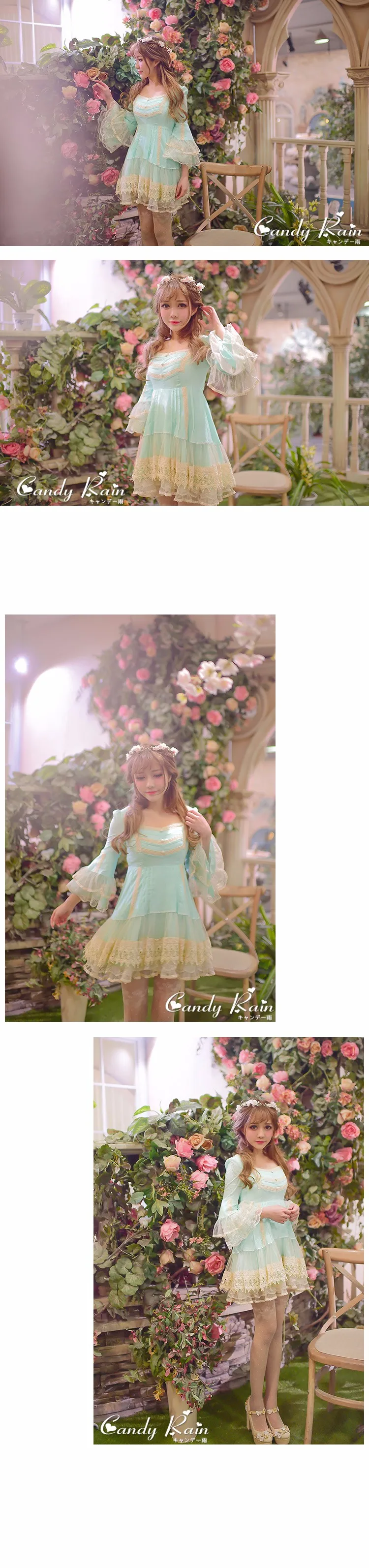 Милое платье принцессы в стиле «Лолита»; новинка года; сезон весна; оригинальное кружевное платье принцессы с рукавами-фонариками; C16AB6025