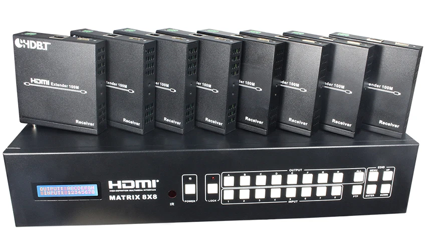 4k HDMI матрица 8х8 HDBaseT на CAT5e/6/7 100m поддерживает HDMI2.0 HDCP 2,2 4K 3D 1080p ИК RS232 EDID