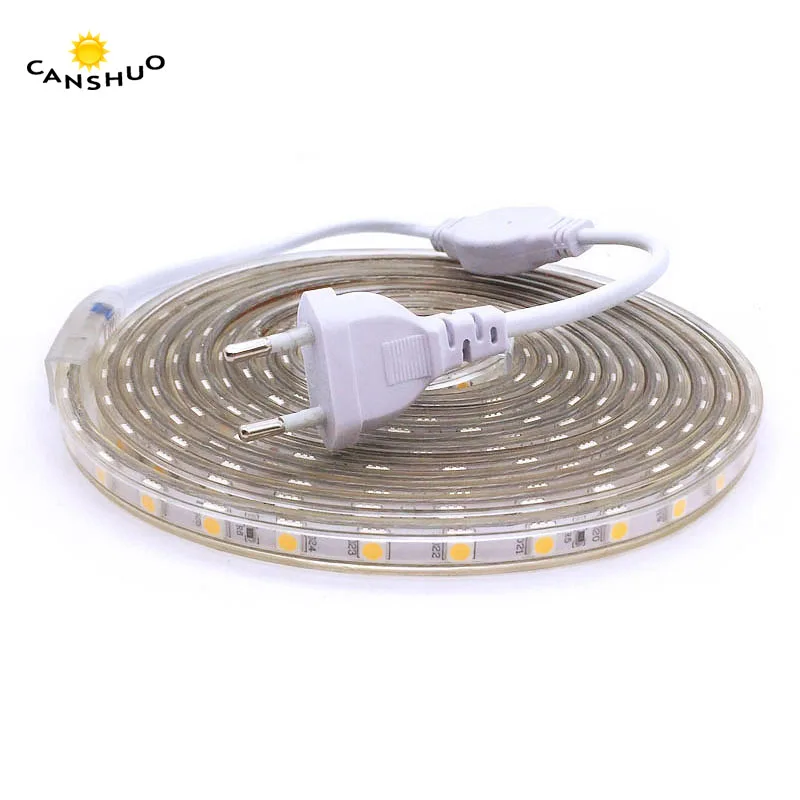 

220V LED Strip Light 5050 Flexible LED Ribbon Waterproof Bright Than 5630 2835 3528 LED Tape Light White Warm White With EU Plug