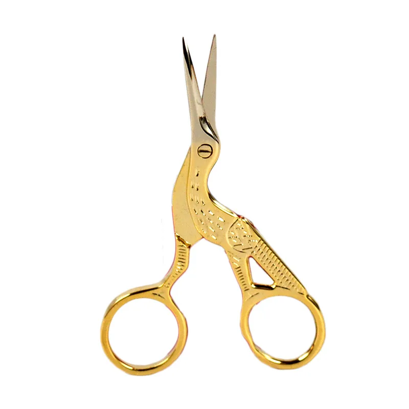 gold plated 3.5 inch crane scissors stainless steel antique mini bird