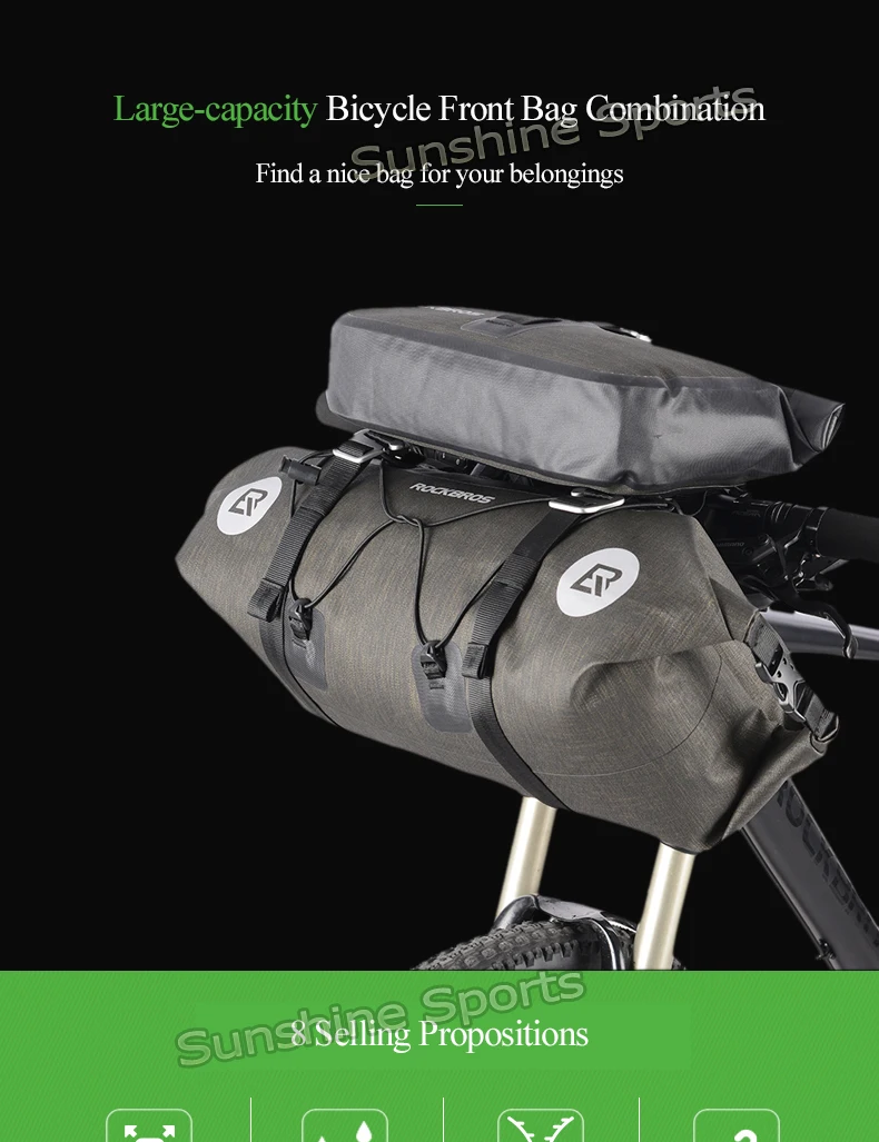 Rockbros, водонепроницаемая сумка на руль, велосипедная Передняя сумка, рама, велосипедная корзина, большая емкость, велосипедная сумка, топ, кошелек-туба, упаковка