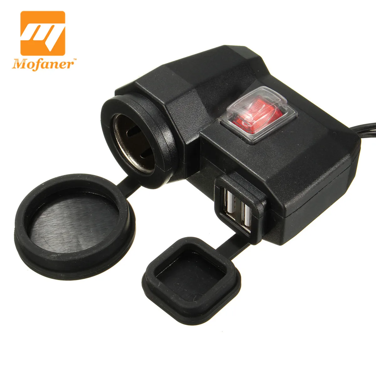 

Mofaner Waterproof Motorcycle Charger 12V Motorbike Cigarette Lighter 5V 2.1A Dual USB Socket Charger